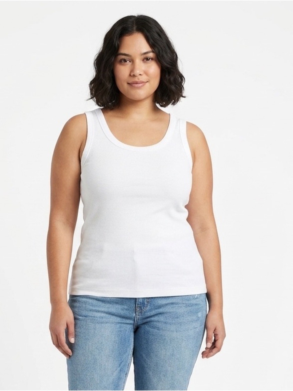 R.Y.O. Girls Casual Wear White Ribbed Tank Top Basic Size M 90s Y2K Essential